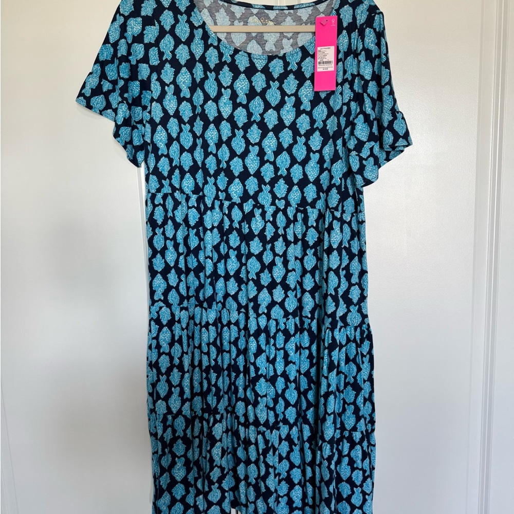 Lilly Pulitzer Blue and Black Patterned Dress